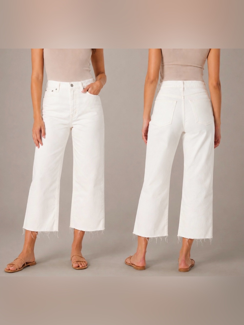 J. Crew White Wide-Leg Cropped Jeans